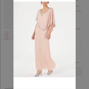 J Kara
Bead-Embellished Cape Gown